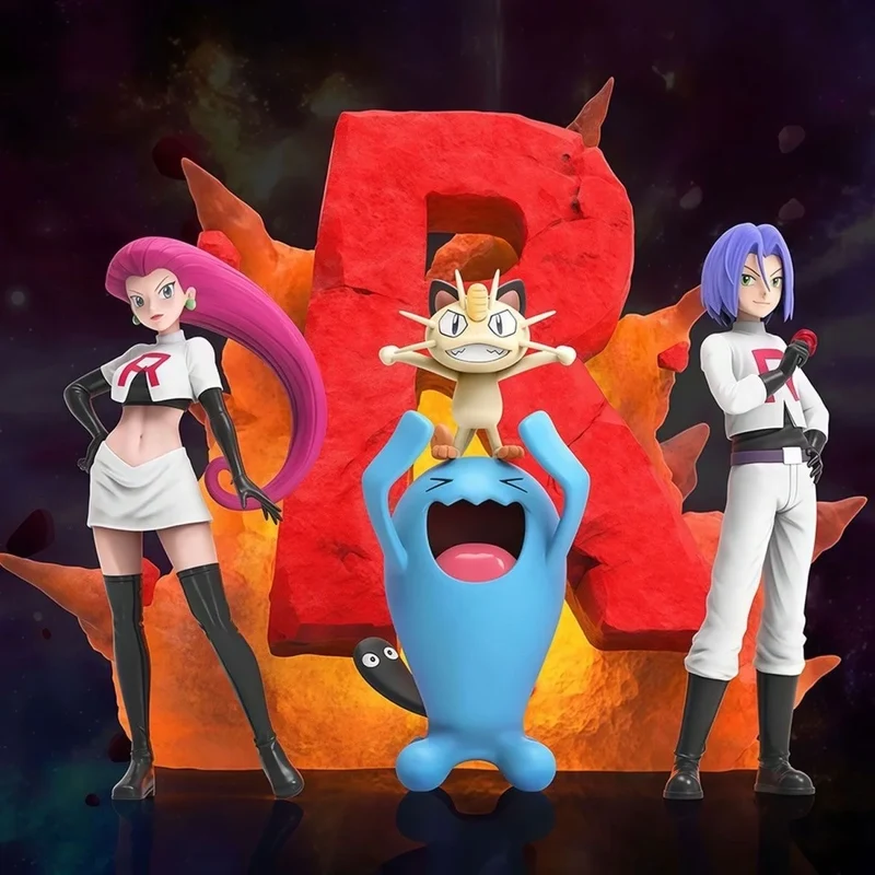Coffret de figurines Team Rocket avec Jessie, James, Meowth et Wobbuffet
