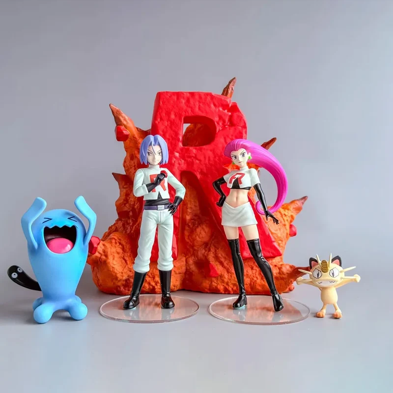 Coffret de figurines Team Rocket avec Jessie, James, Meowth et Wobbuffet