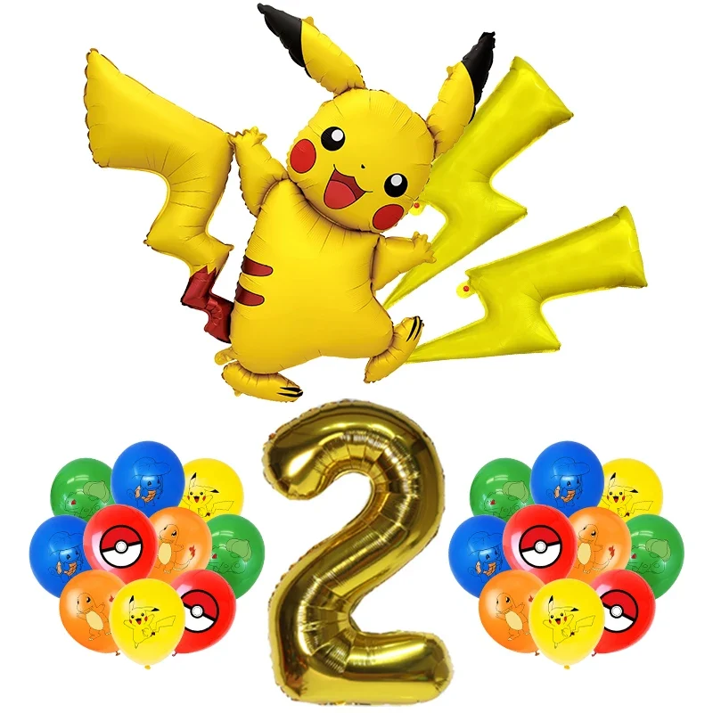 Ensemble de ballons d'anniversaire Pikachu avec année et grand ballon Pikachu