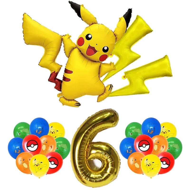 Ensemble de ballons d'anniversaire Pikachu avec année et grand ballon Pikachu