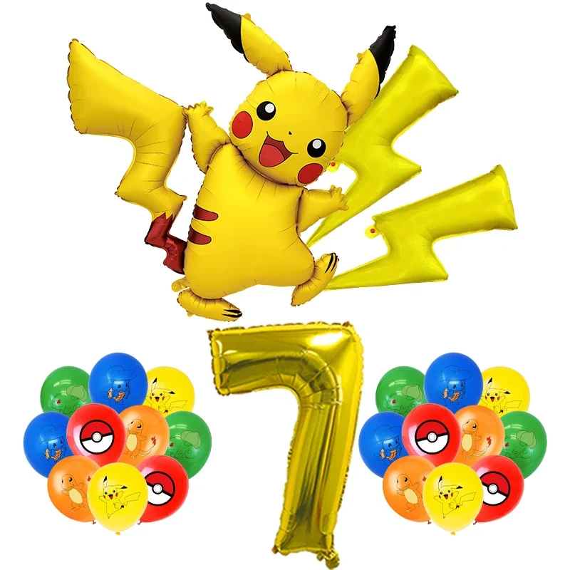 Ensemble de ballons d'anniversaire Pikachu avec année et grand ballon Pikachu