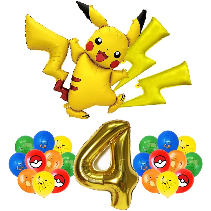 Ensemble de ballons d'anniversaire Pikachu avec année et grand ballon Pikachu