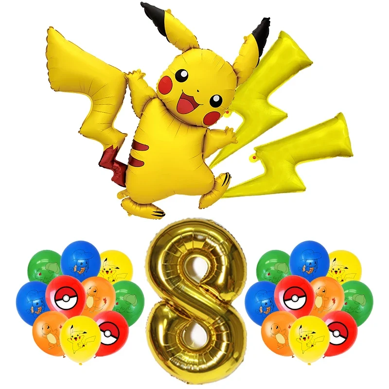 Ensemble de ballons d'anniversaire Pikachu avec année et grand ballon Pikachu