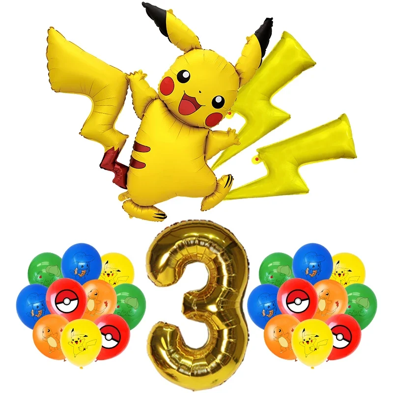 Ensemble de ballons d'anniversaire Pikachu avec année et grand ballon Pikachu