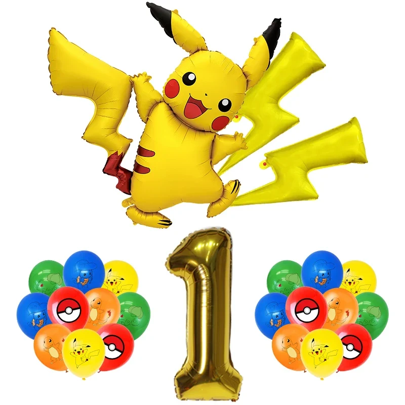 Ensemble de ballons d'anniversaire Pikachu avec année et grand ballon Pikachu