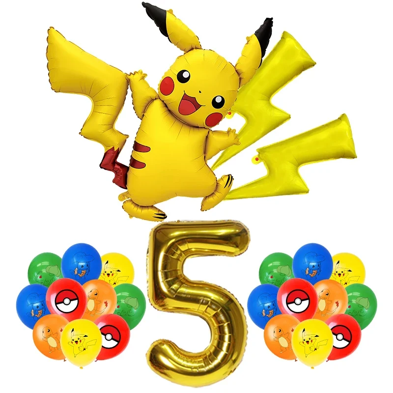 Ensemble de ballons d'anniversaire Pikachu avec année et grand ballon Pikachu
