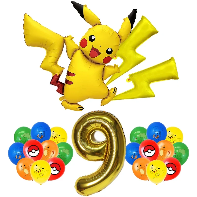 Ensemble de ballons d'anniversaire Pikachu avec année et grand ballon Pikachu