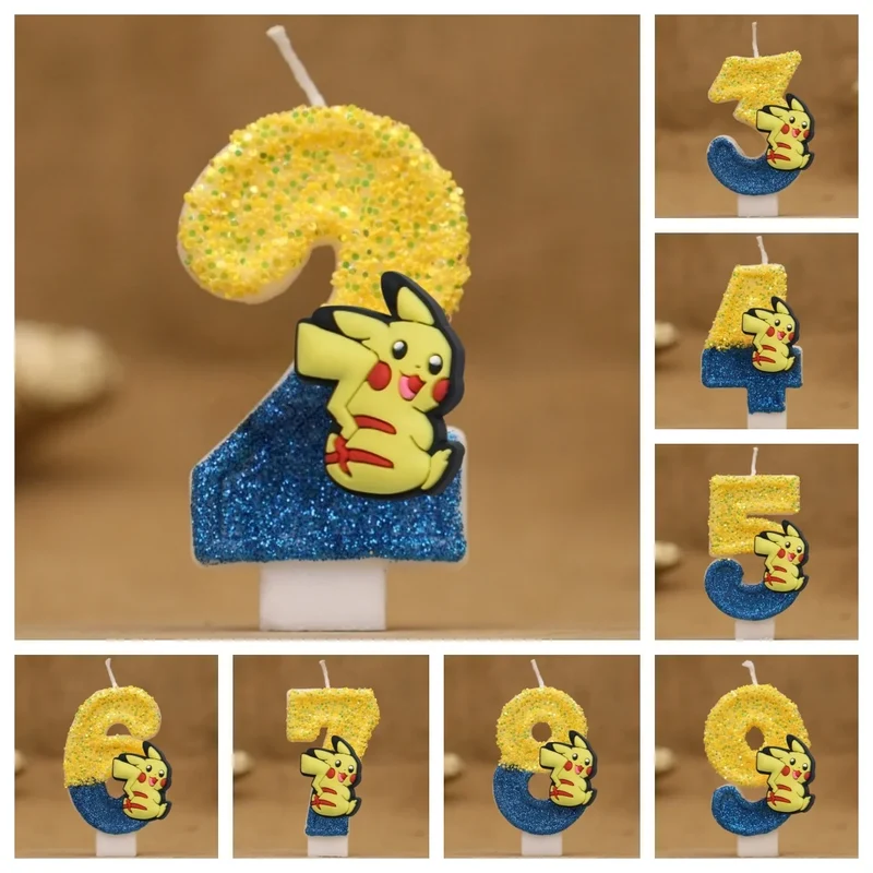 Bougie d'anniversaire Pokémon avec année et motif Pikachu