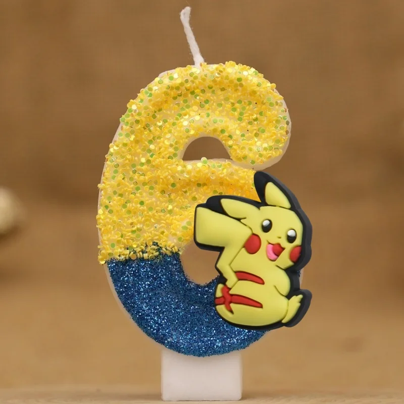 Bougie d'anniversaire Pokémon avec année et motif Pikachu