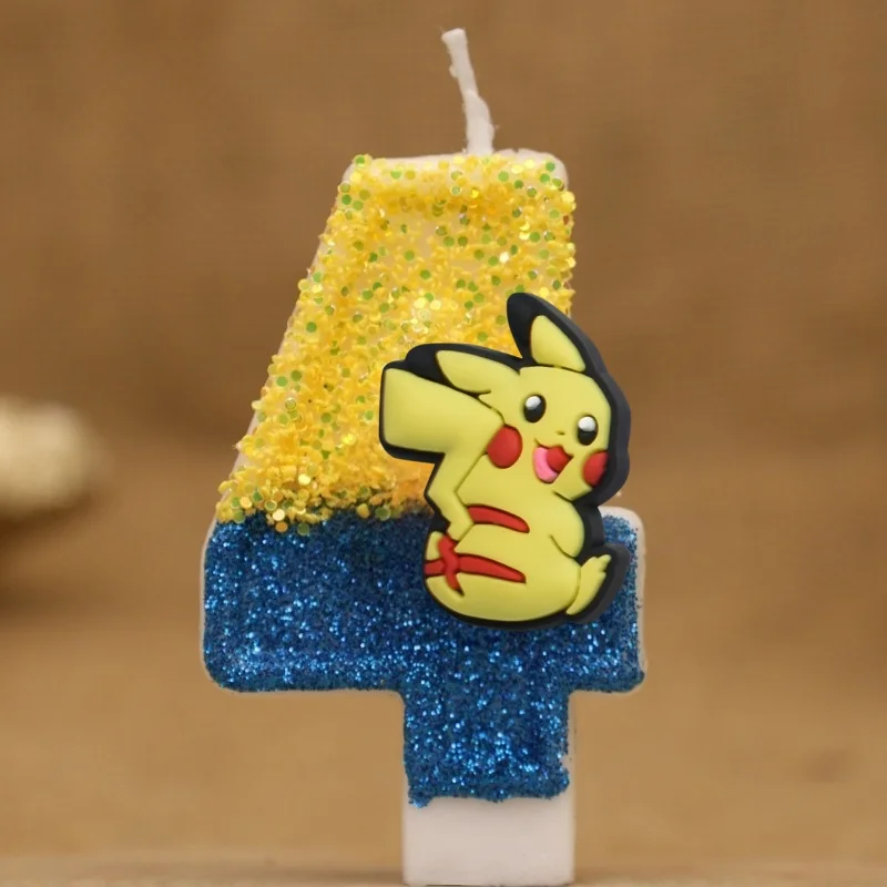 Bougie d'anniversaire Pokémon avec année et motif Pikachu