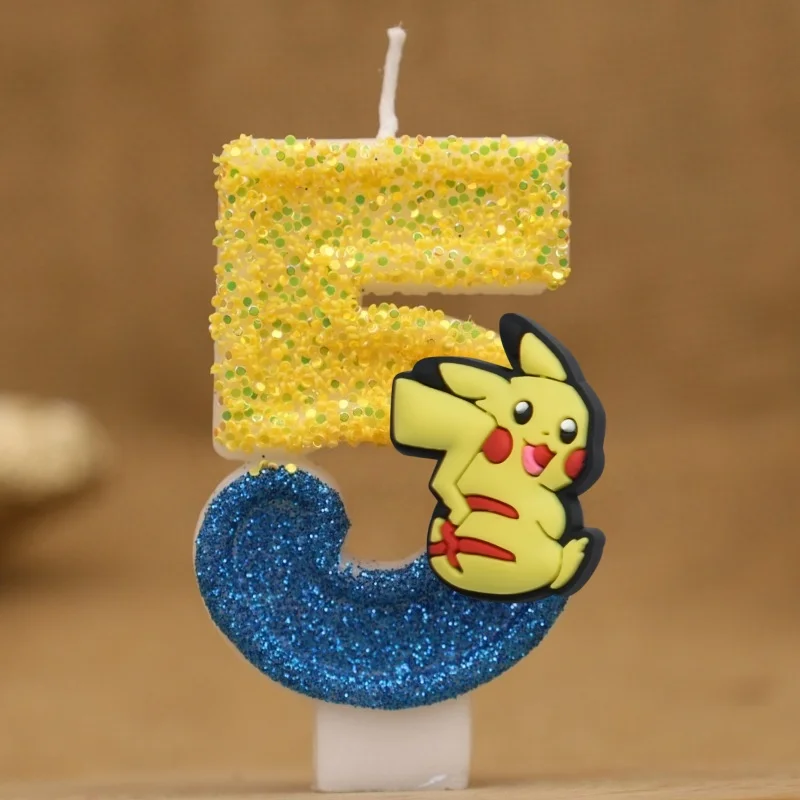 Bougie d'anniversaire Pokémon avec année et motif Pikachu