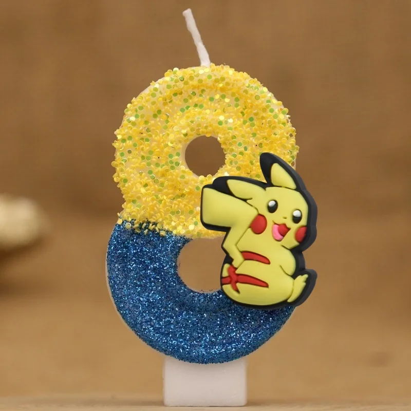Bougie d'anniversaire Pokémon avec année et motif Pikachu