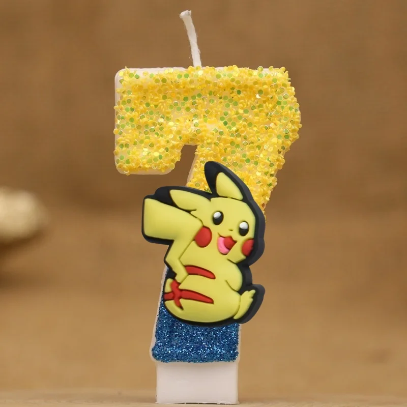 Bougie d'anniversaire Pokémon avec année et motif Pikachu