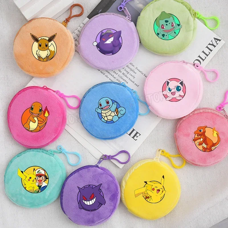 Petit portefeuille Pokémon en peluche avec clip pour enfants