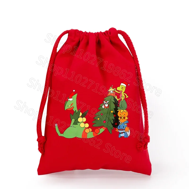 Sac de Noël Pokémon Pikachu avec cordon de serrage pour le Père Noël, cadeaux de Noël, etc.