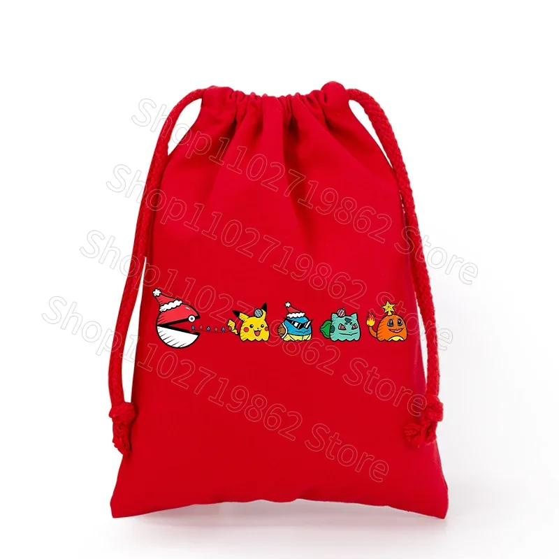 Sac de Noël Pokémon Pikachu avec cordon de serrage pour le Père Noël, cadeaux de Noël, etc.