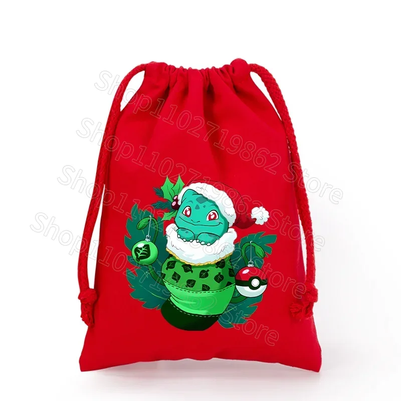 Sac de Noël Pokémon Pikachu avec cordon de serrage pour le Père Noël, cadeaux de Noël, etc.