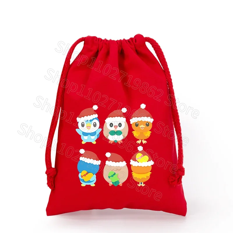 Sac de Noël Pokémon Pikachu avec cordon de serrage pour le Père Noël, cadeaux de Noël, etc.