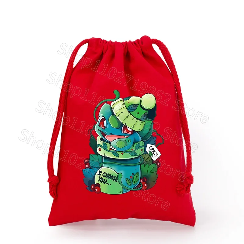 Sac de Noël Pokémon Pikachu avec cordon de serrage pour le Père Noël, cadeaux de Noël, etc.