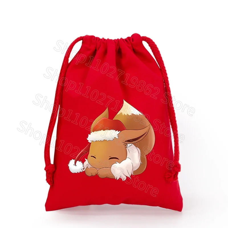 Sac de Noël Pokémon Pikachu avec cordon de serrage pour le Père Noël, cadeaux de Noël, etc.