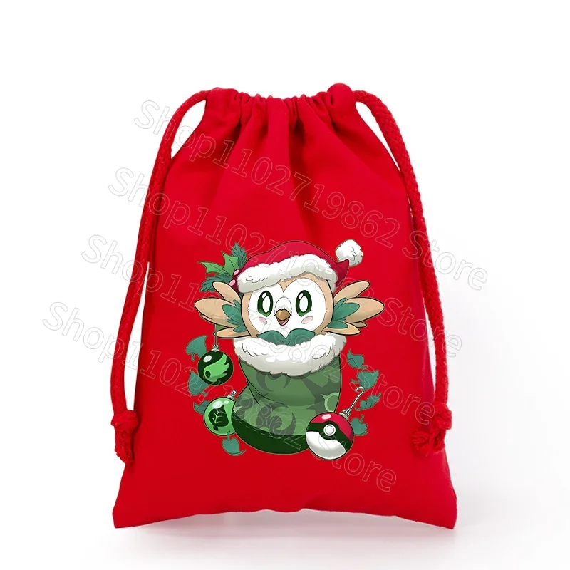 Sac de Noël Pokémon Pikachu avec cordon de serrage pour le Père Noël, cadeaux de Noël, etc.