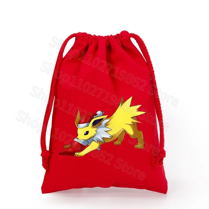 Sac de Noël Pokémon Pikachu avec cordon de serrage pour le Père Noël, cadeaux de Noël, etc.
