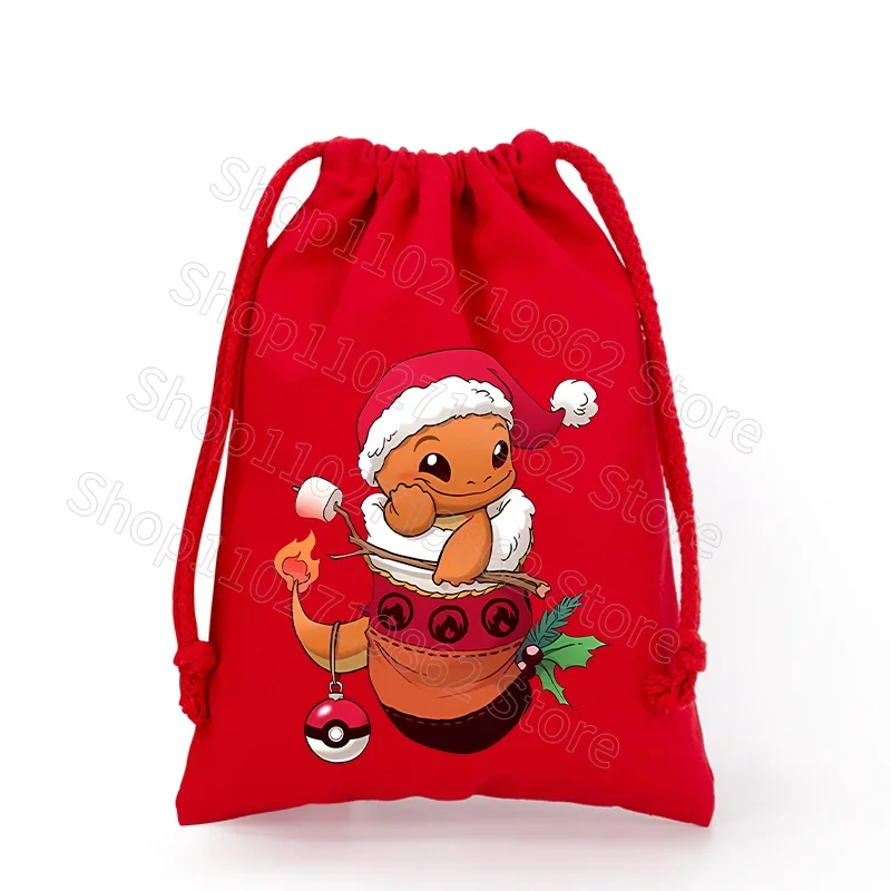 Sac de Noël Pokémon Pikachu avec cordon de serrage pour le Père Noël, cadeaux de Noël, etc.
