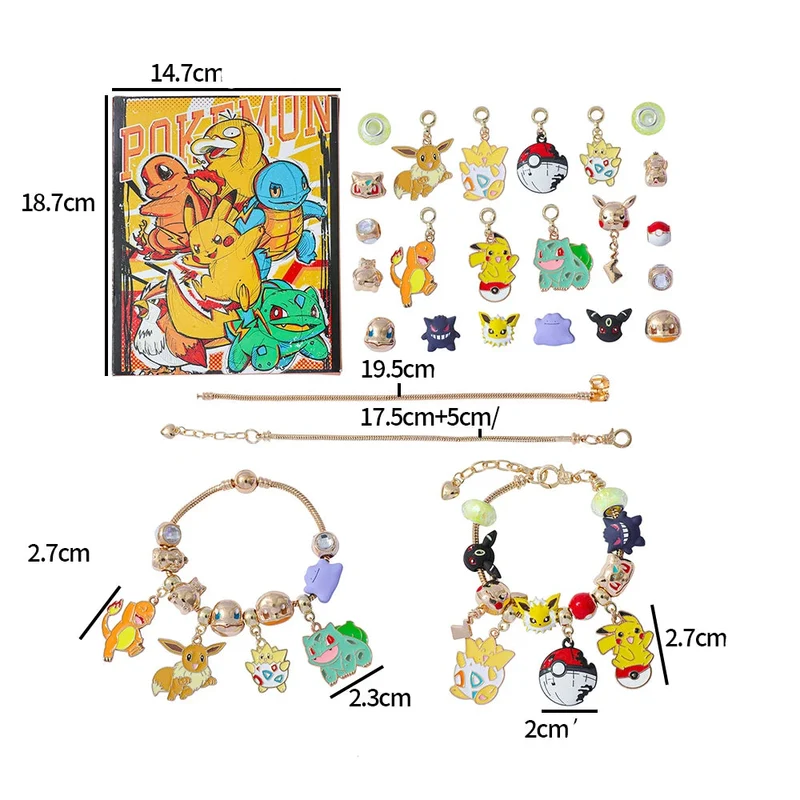 Calendrier de l'Avent Pokémon avec bracelet et breloques
