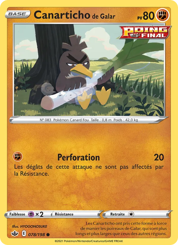 Canarticho de Galar 78/198 — EB06 – Règne de Glace — Carte Pokémon française