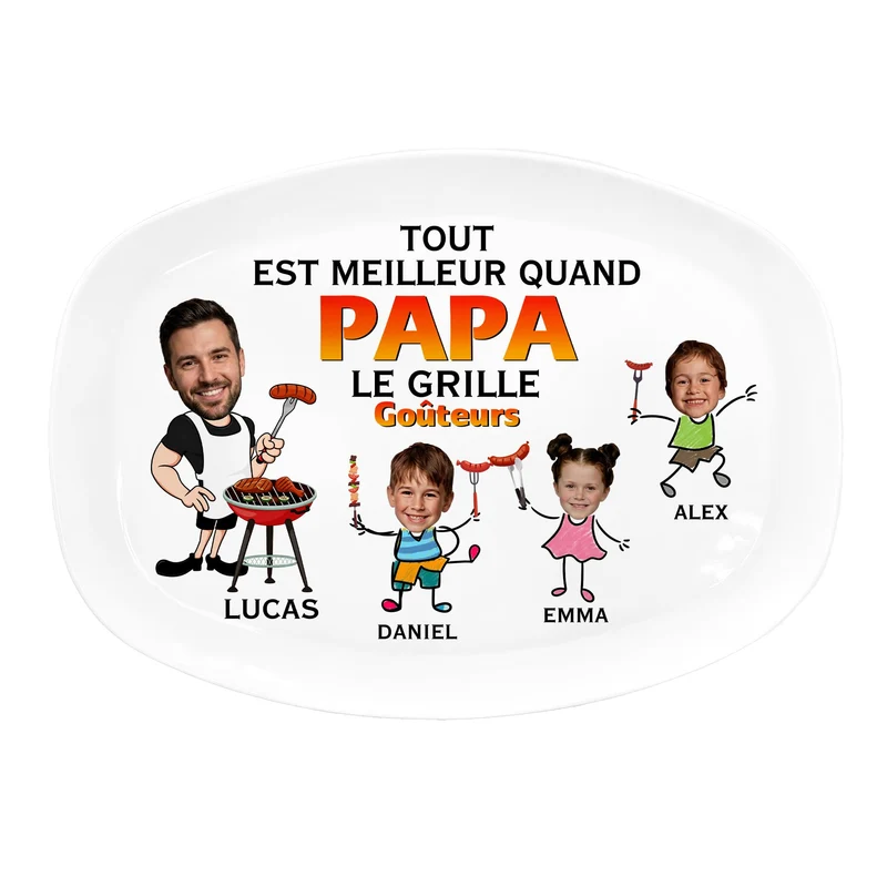 Assiette personnalisée « Grillades de Papa » – Cadeau fête des pères 🔥