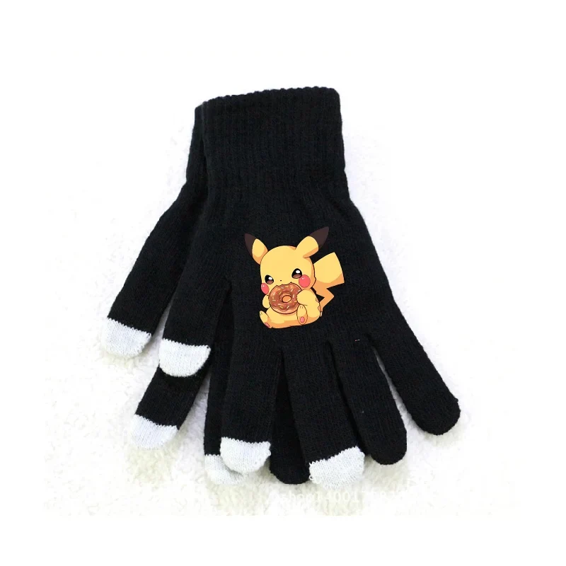 Gants d'hiver moelleux avec motifs Pokémon en rose ou noir