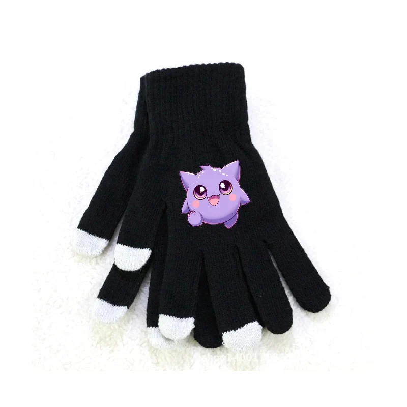 Gants d'hiver moelleux avec motifs Pokémon en rose ou noir