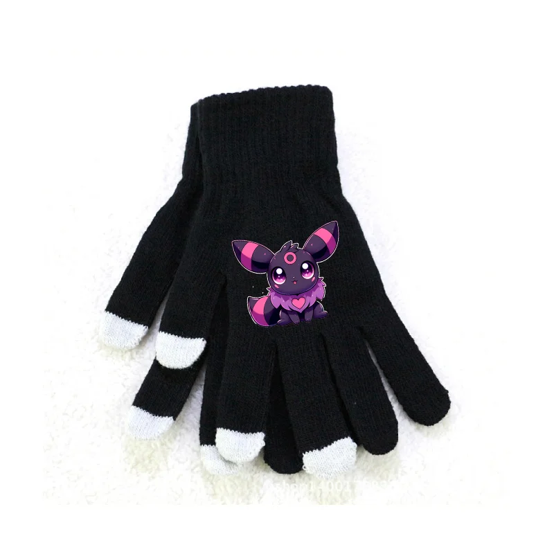 Gants d'hiver moelleux avec motifs Pokémon en rose ou noir