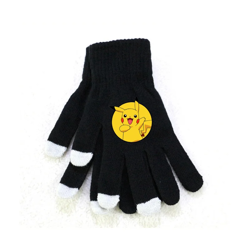 Gants d'hiver moelleux avec motifs Pokémon en rose ou noir