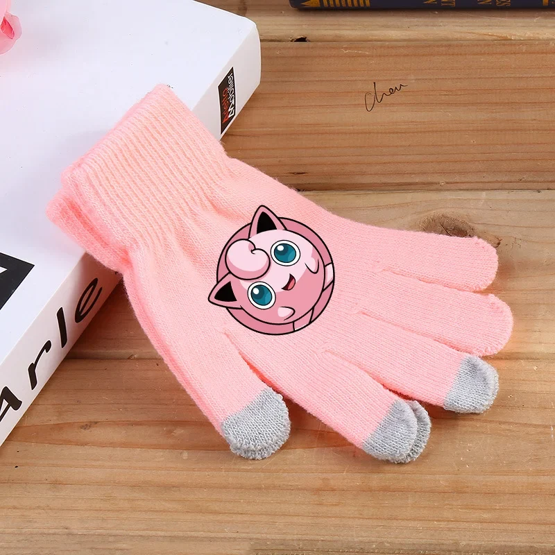 Gants d'hiver moelleux avec motifs Pokémon en rose ou noir
