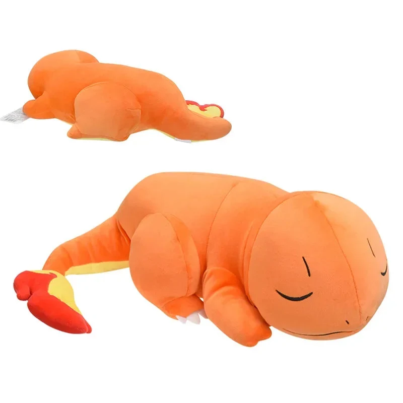 Adorable peluche Pokémon Salamèche XXL en position de sommeil (environ 45 cm)