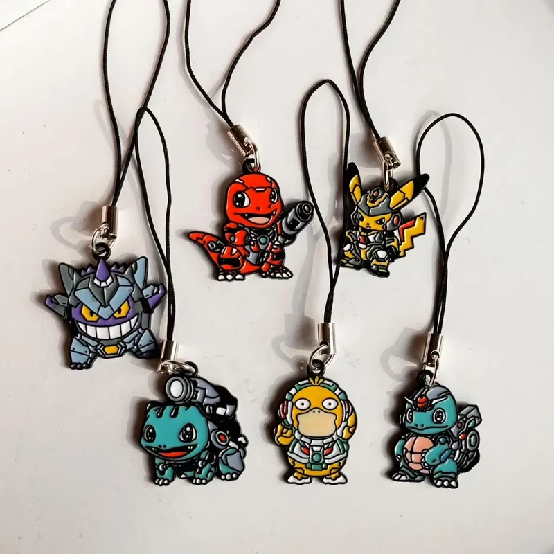 Ensemble de 6 pendentifs, colliers ou broches au look Mecha Pokemon