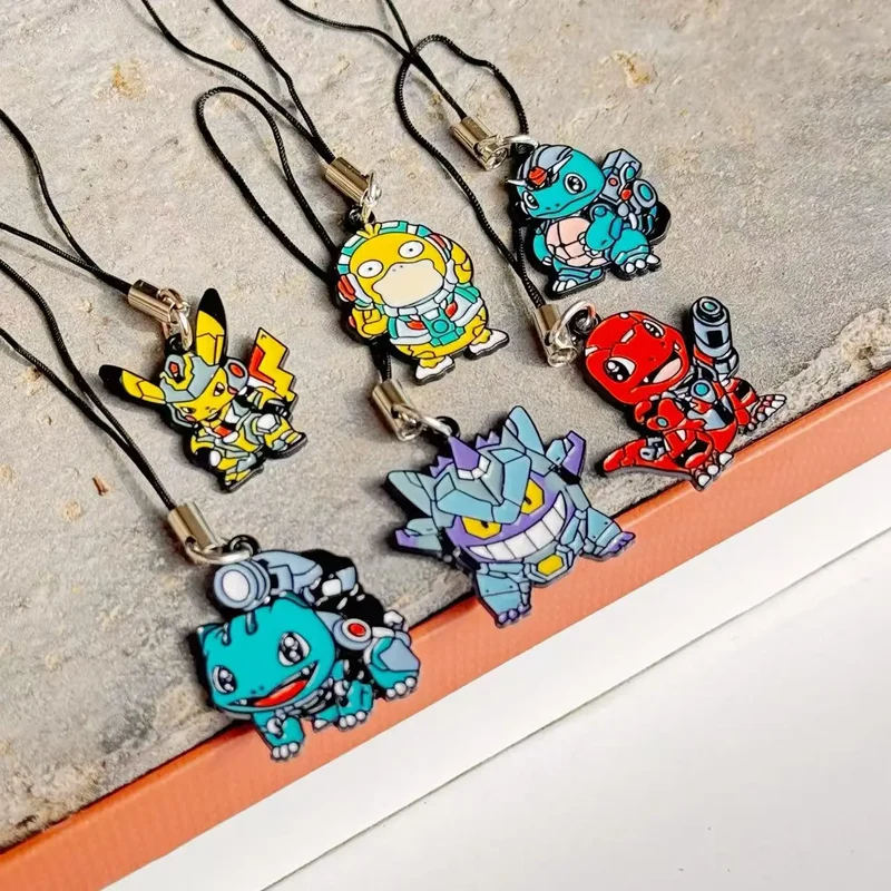 Ensemble de 6 pendentifs, colliers ou broches au look Mecha Pokemon