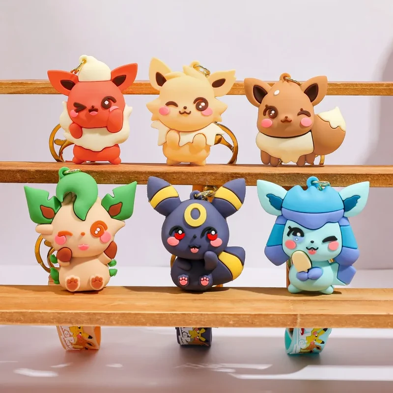 Porte-clés colorés Eevee Evolution, porte-clés, Flareon, Umbreon, Jolteon, Vaporeon, etc.