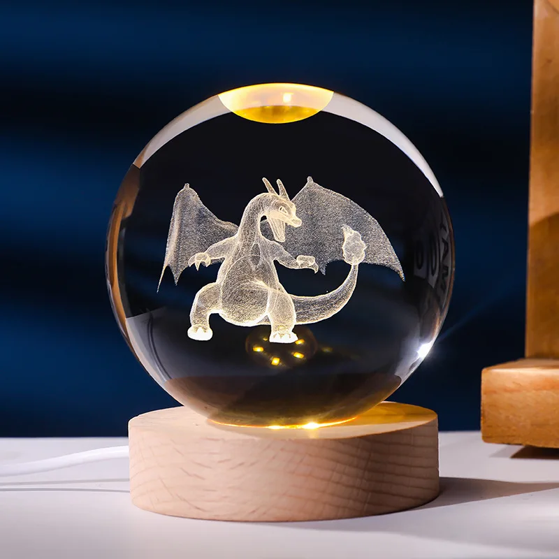 Boule de cristal Pokémon avec lumière LED, idée cadeau, nombreux motifs Pokémon
