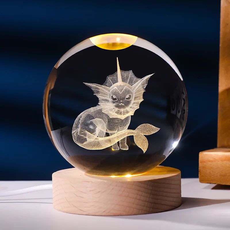 Boule de cristal Pokémon avec lumière LED, idée cadeau, nombreux motifs Pokémon
