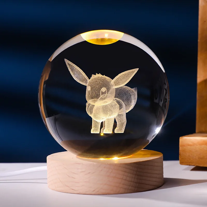 Boule de cristal Pokémon avec lumière LED, idée cadeau, nombreux motifs Pokémon