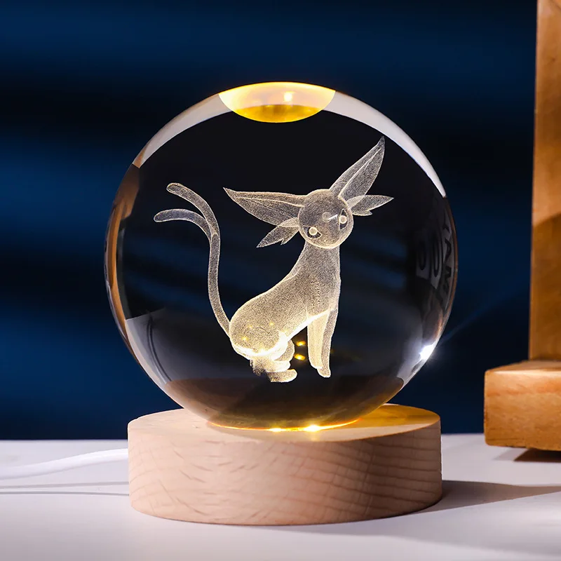 Boule de cristal Pokémon avec lumière LED, idée cadeau, nombreux motifs Pokémon