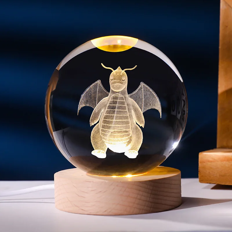 Boule de cristal Pokémon avec lumière LED, idée cadeau, nombreux motifs Pokémon