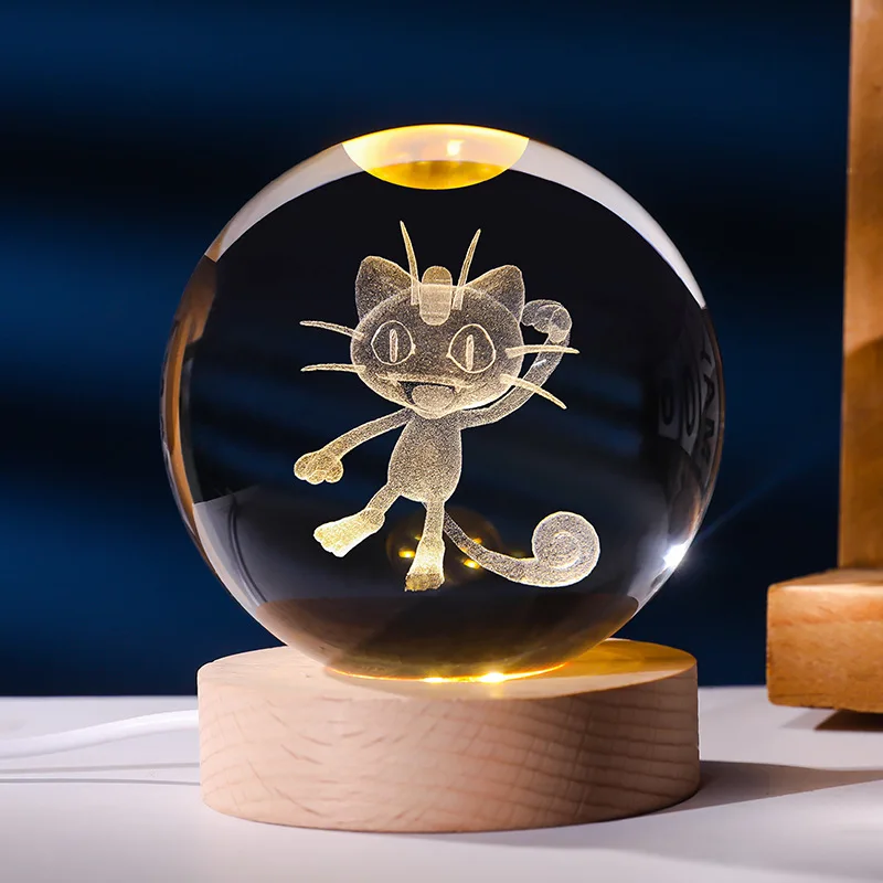 Boule de cristal Pokémon avec lumière LED, idée cadeau, nombreux motifs Pokémon