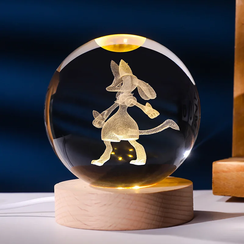 Boule de cristal Pokémon avec lumière LED, idée cadeau, nombreux motifs Pokémon