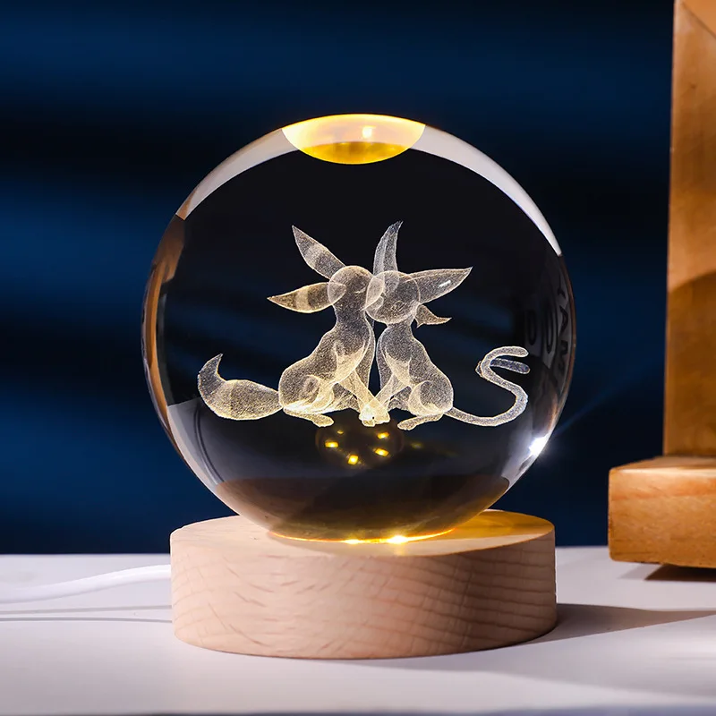 Boule de cristal Pokémon avec lumière LED, idée cadeau, nombreux motifs Pokémon