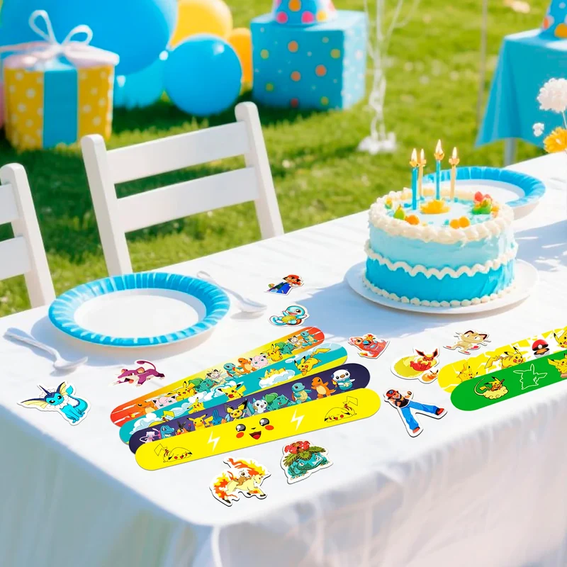 Coffret de fête Pokémon - 50 autocollants et 40 bracelets pour anniversaire, fête, décoration, jouets pour enfants
