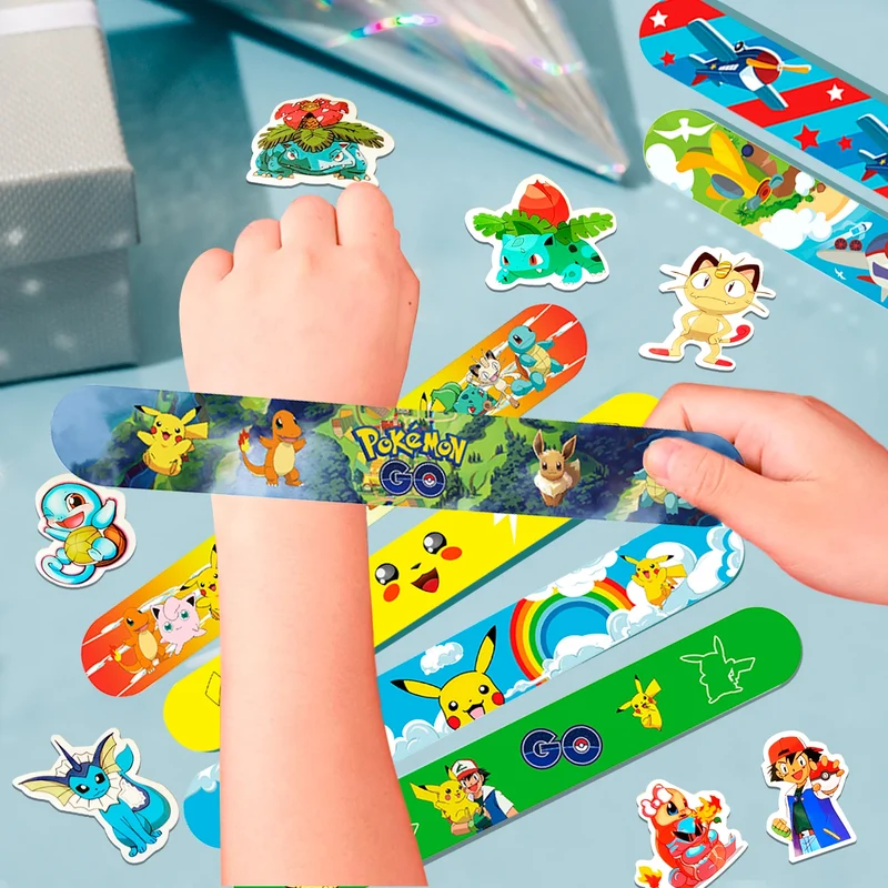 Coffret de fête Pokémon - 50 autocollants et 40 bracelets pour anniversaire, fête, décoration, jouets pour enfants
