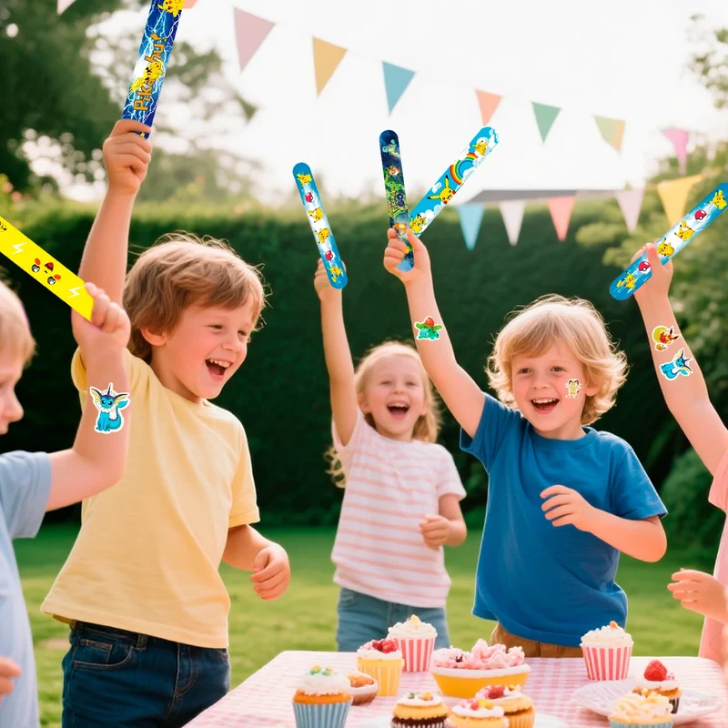 Coffret de fête Pokémon - 50 autocollants et 40 bracelets pour anniversaire, fête, décoration, jouets pour enfants